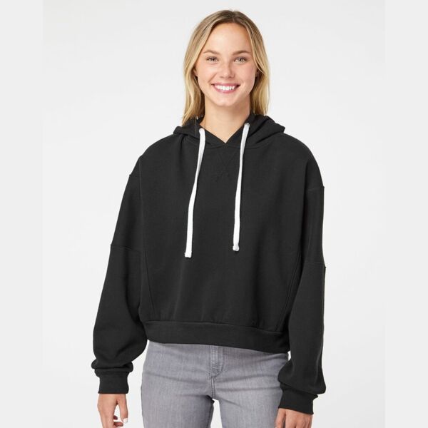 Women's Sueded Fleece Crop Hooded Sweatshirt Thumbnail