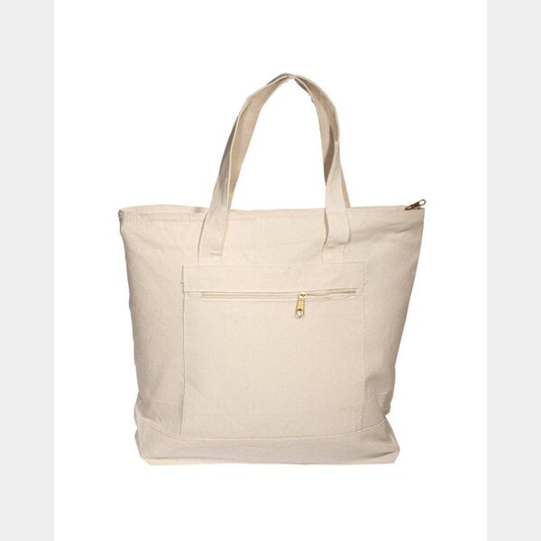 Zippered Cotton Canvas Tote Bag Thumbnail