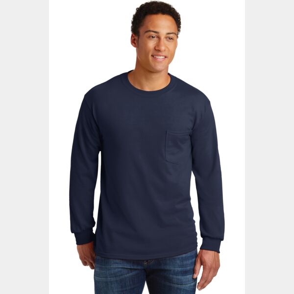 Ultra Cotton ® 100% US Cotton Long Sleeve T Shirt with Pocket Thumbnail