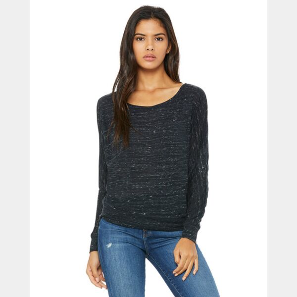 Ladies' Flowy Long-Sleeve Off Shoulder T-Shirt Thumbnail