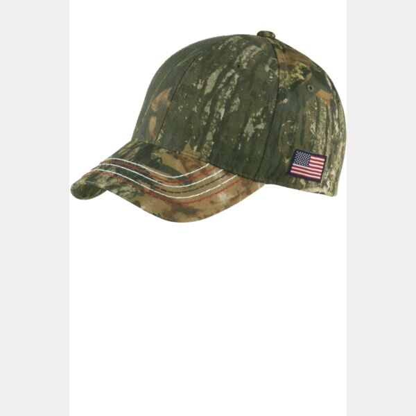 Americana Contrast Stitch Camouflage Cap Thumbnail