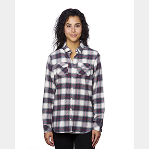 Ladies' Plaid Boyfriend Flannel Shirt Thumbnail