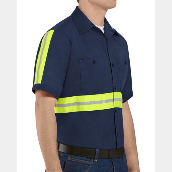Men's Tall Enhanced Visibility Short Sleeve Cotton Work Shirt Thumbnail