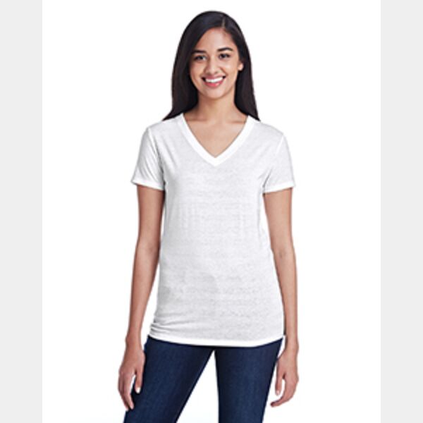 Ladies' Invisible Stripe V-Neck T-Shirt Thumbnail