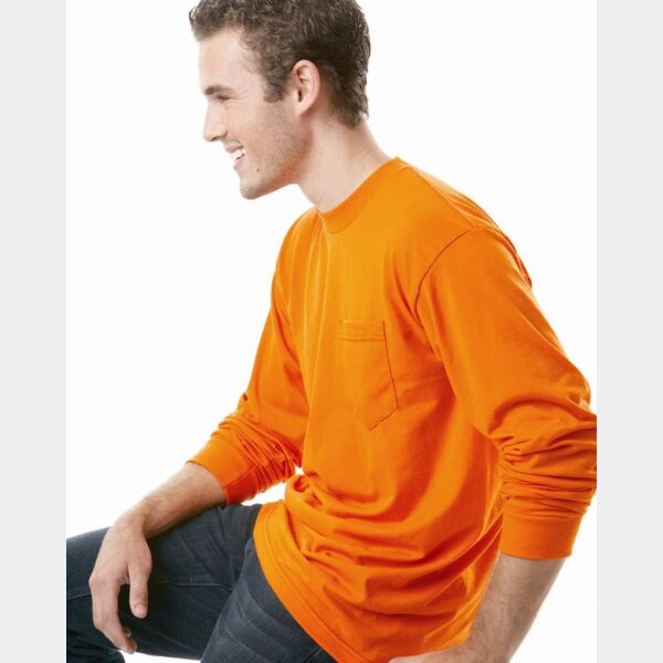 Unisex USA-Made 50/50 Long Sleeve Pocket T-Shirt Thumbnail