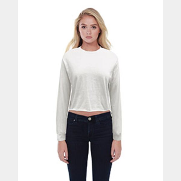 Ladies' Long-Sleeve Crop Boyfriend T-Shirt Thumbnail