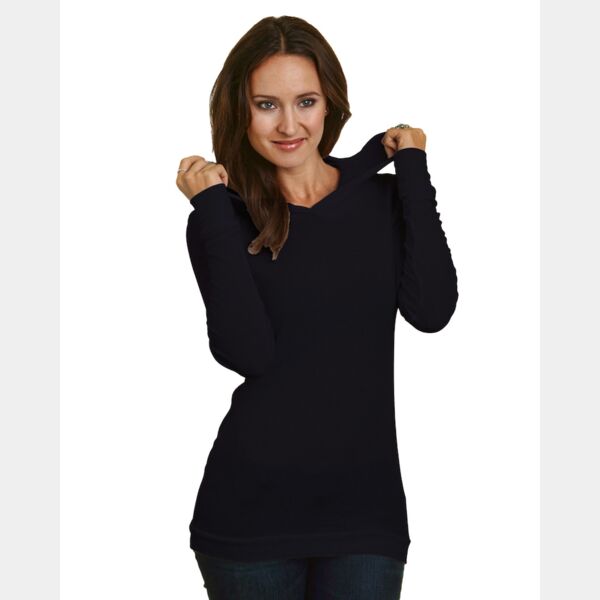 Ladies' USA Made Long-Sleeve Thermal Hoodie T-Shirt Thumbnail