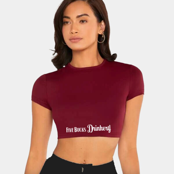 Five Bucks Drinkery Mock Neck Crop - Low Logo Thumbnail