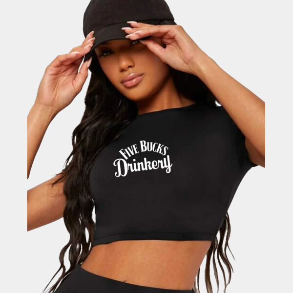Five Bucks Drinkery Mock Neck Crop - Center Chest Logo Thumbnail