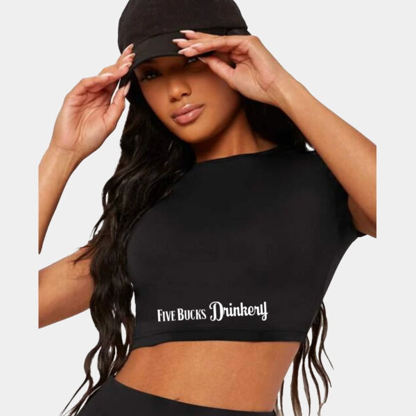 Five Bucks Drinkery Mock Neck Crop - Low Logo Thumbnail